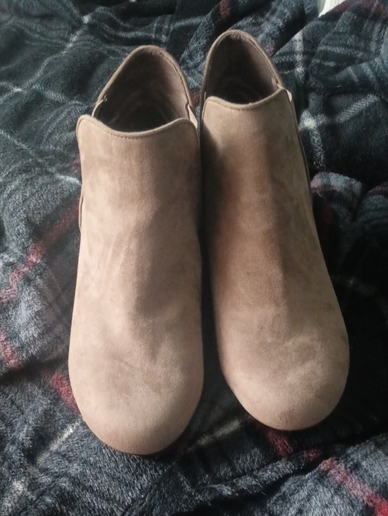 Mia Amore Shoes - Mia Amore Taupe Suede Slip-On Ankle Booties